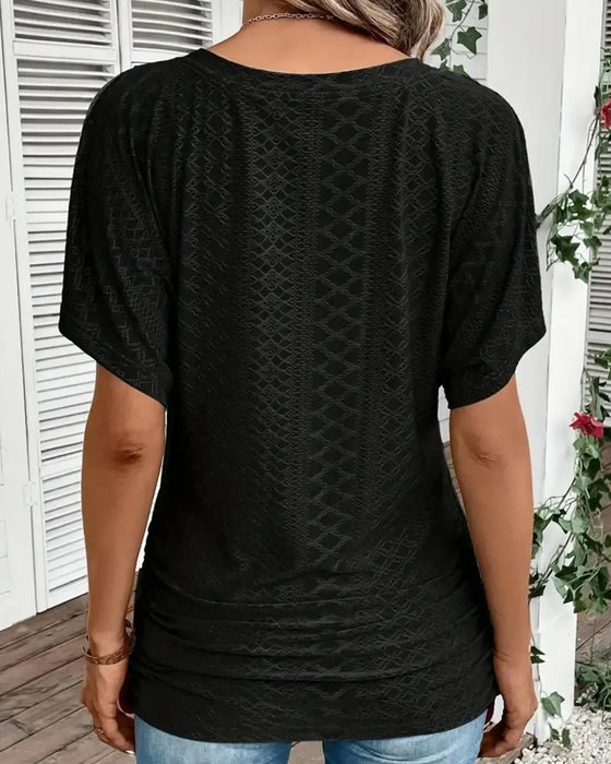 T-Shirt V-Ausschnitt Ausgeschnitten Layer Patchwork