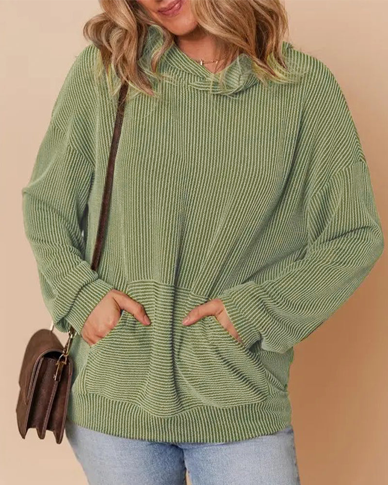 Sweatshirt Mit Kapuze Gestreift Tasche Locker