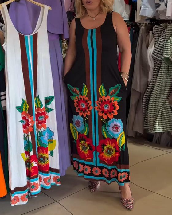 Kleid Ärmellos Bedruckt Oversized