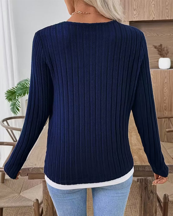 Top Fake zweiteilig gerippt gebürstet