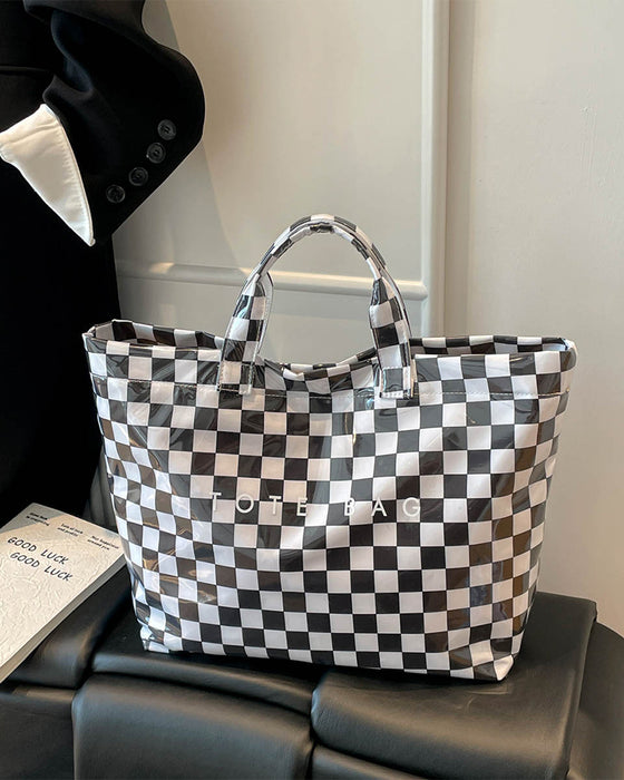 Handtasche Kariert Große Kapazität