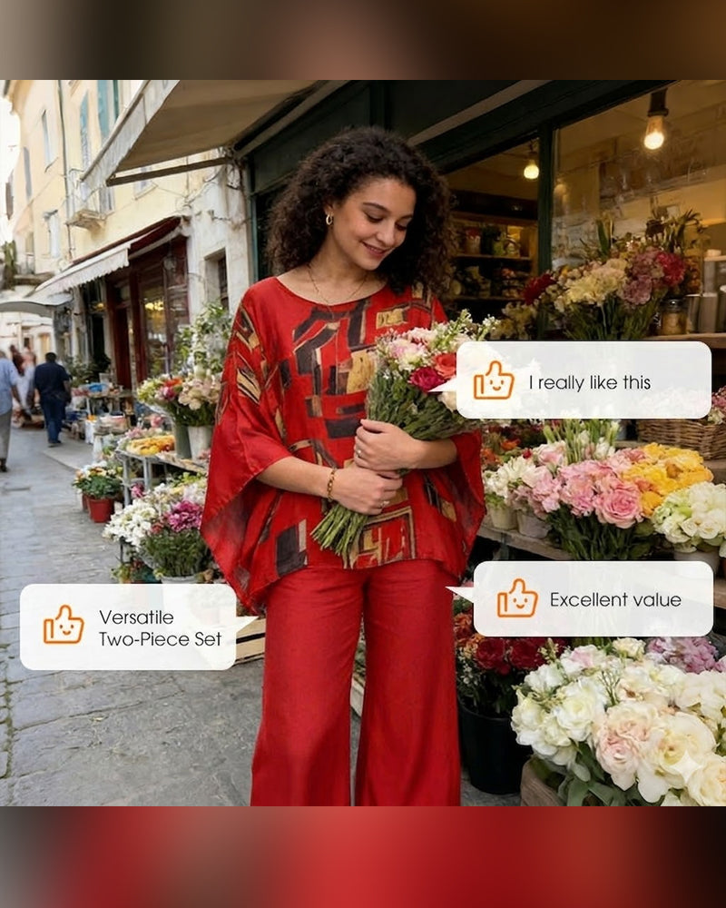 Zweiteiler Geometrischer Druck Weite Hose