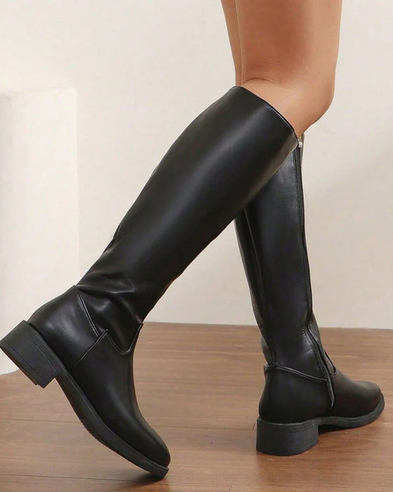 Damen modische Stiefel in Wadenhöhe mit seitlichem Reißverschluss