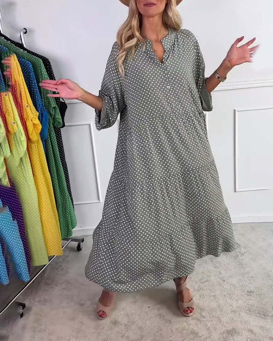 Kleid Halbarm Gepunktet Lockerer Schnitt