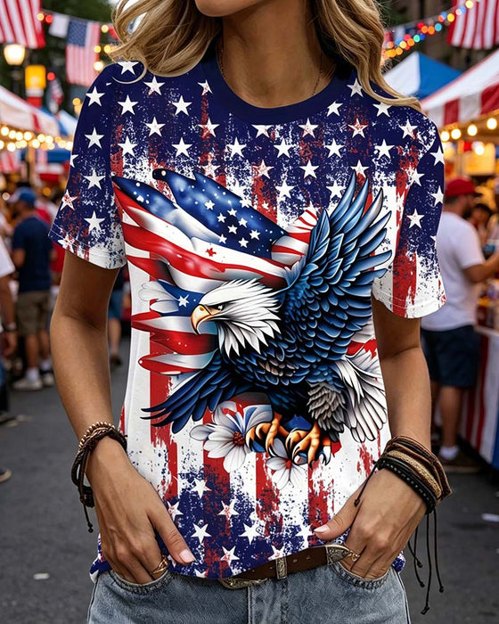 T-Shirt Sterne Und Streifen Adler Druck