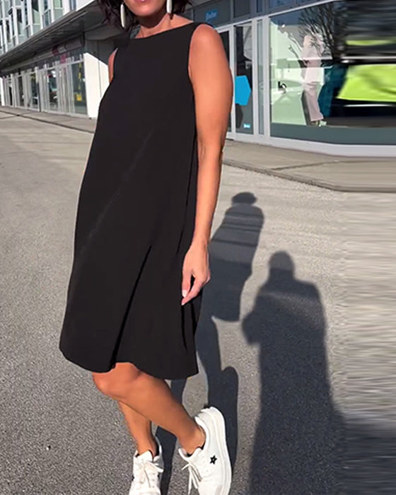 Kleid ärmellos einfarbig Shift