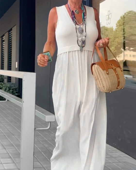 Kleid Einfarbig U-Ausschnitt