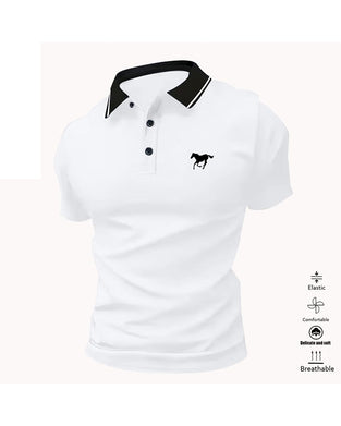 Herren-T-Shirt Mit Revers, Kurzarm