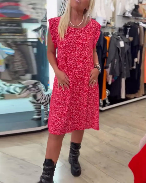 Kleid Lotusblatt Ärmel Blumig