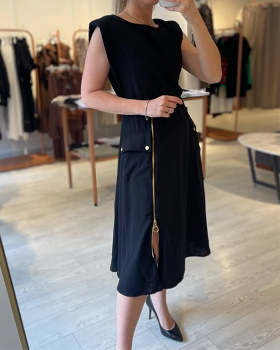 Kleid Mode Taille Reißverschluss Schlitz