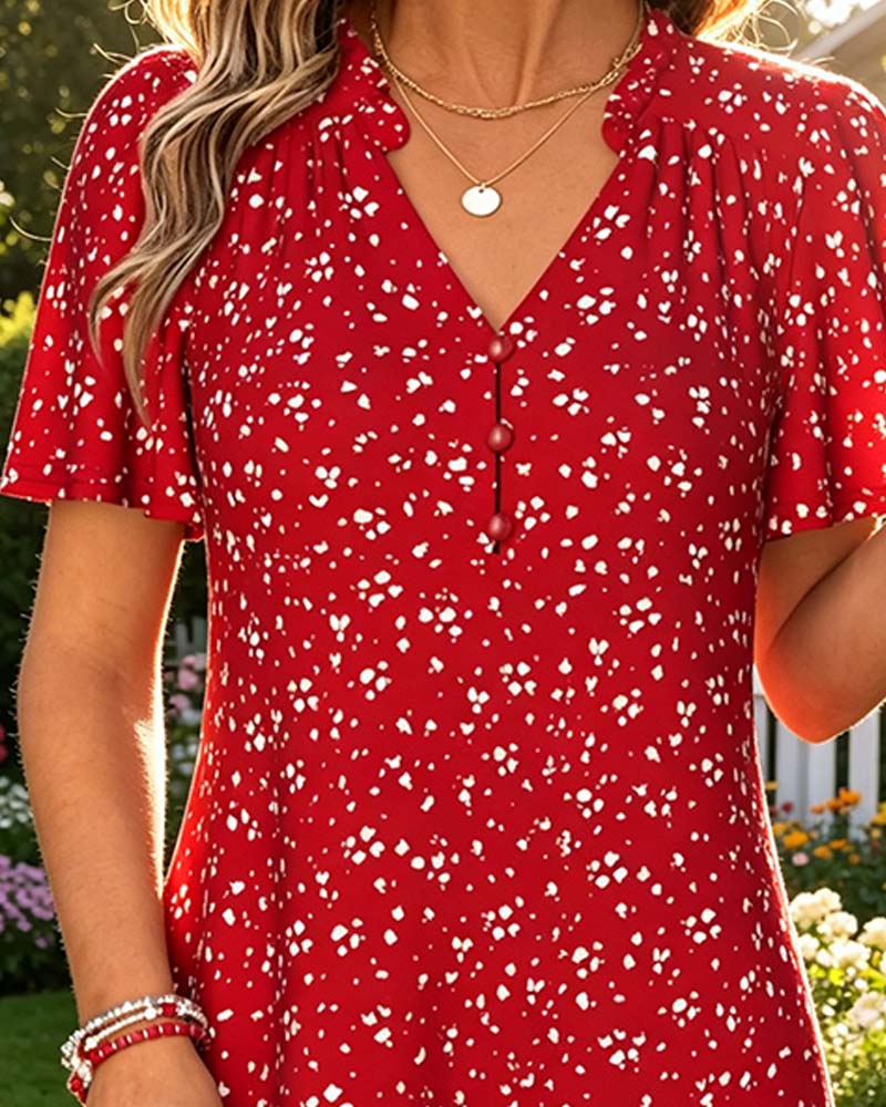 A-Linien-Kleid mit Rüschenbesatz
