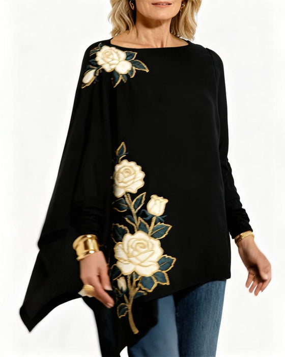 Top Vintage Rosenstickerei Stil gedruckt