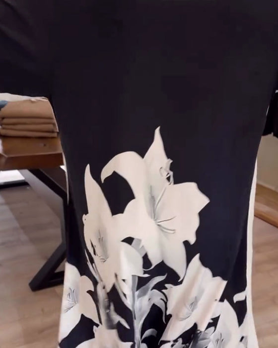 Kleid Revers bedruckt oversized Maxi