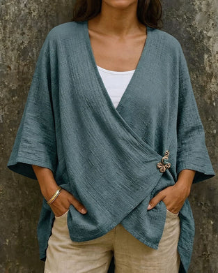 Bluse V-Ausschnitt Cross Front 3/4-Arm