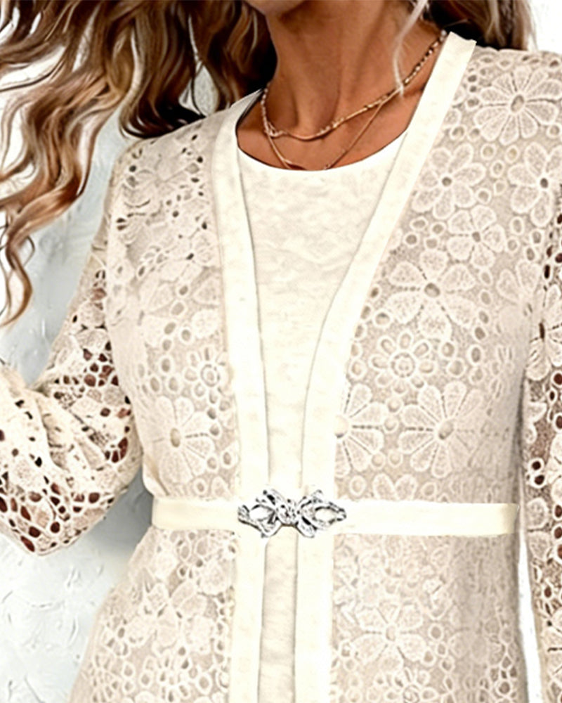 Top faux zweiteilig figurbetont langärmlig