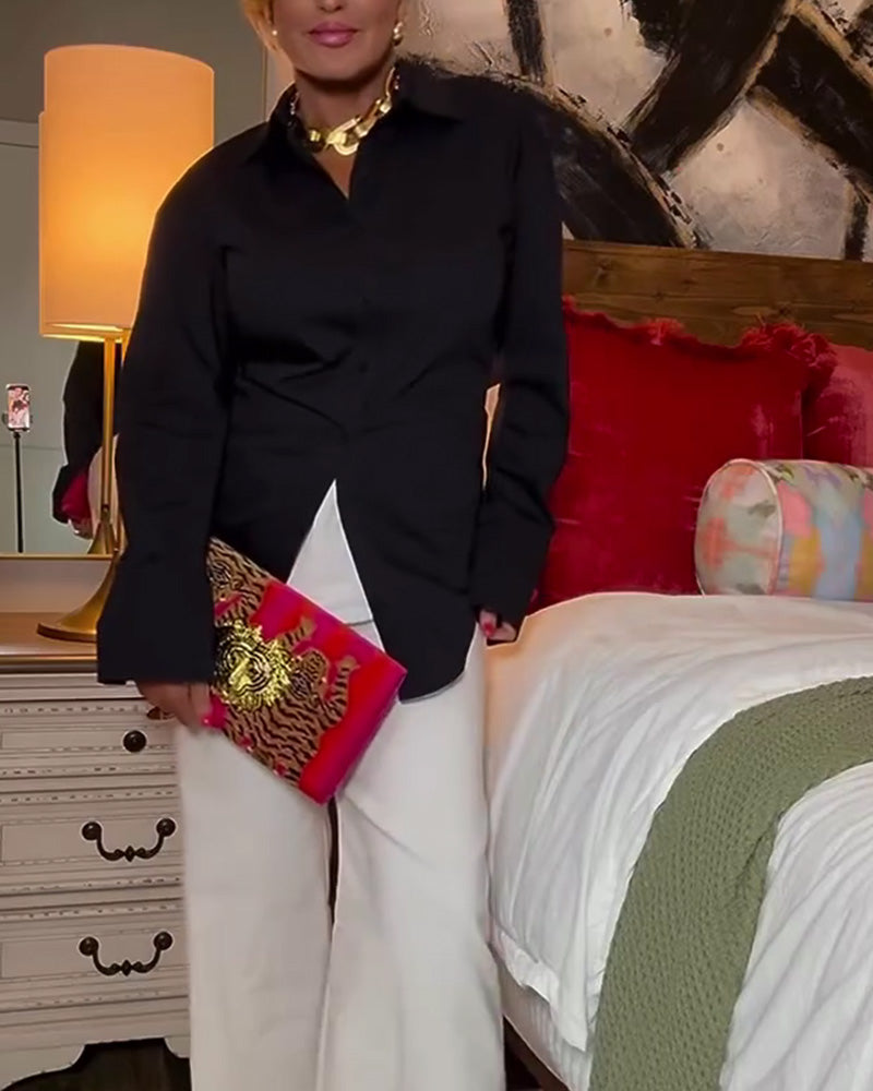 Hemd Rückenbindung Kragen einfarbig