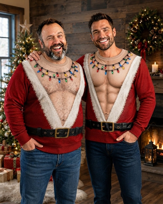 Sweatshirt Rundhals Muskelprint Weihnachtsstil