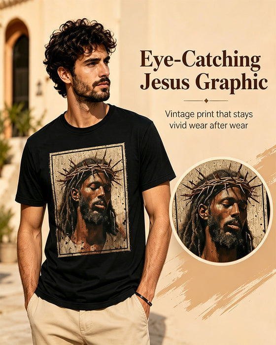 T-Shirt Herren Vintage Schwarz Druck