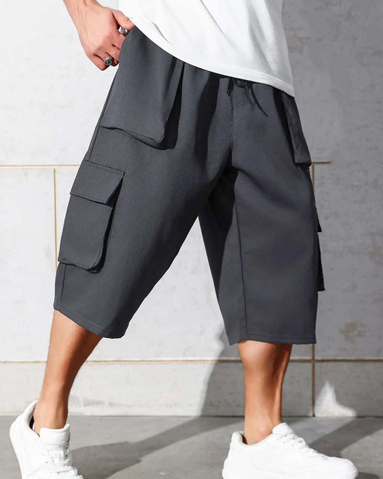 Hose Elastische Taille Tasche Uni Farbe Cargo