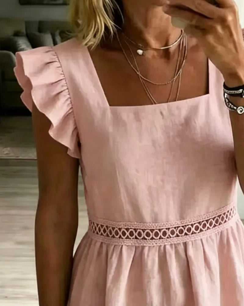 Bluse Quadratischer Kragen Rüschen