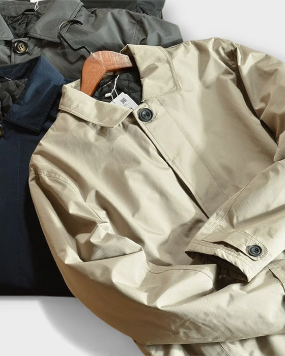 Wetterfest Langer Mantel | Herren Isoliert Knopf Jacke Oberbekleidung