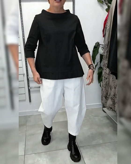 100% Baumwolle Bluse weiter Kragen uni lässig