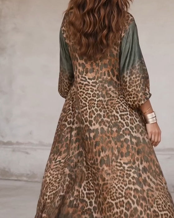 Kleid Stilvoll Leopard Weiter Rock