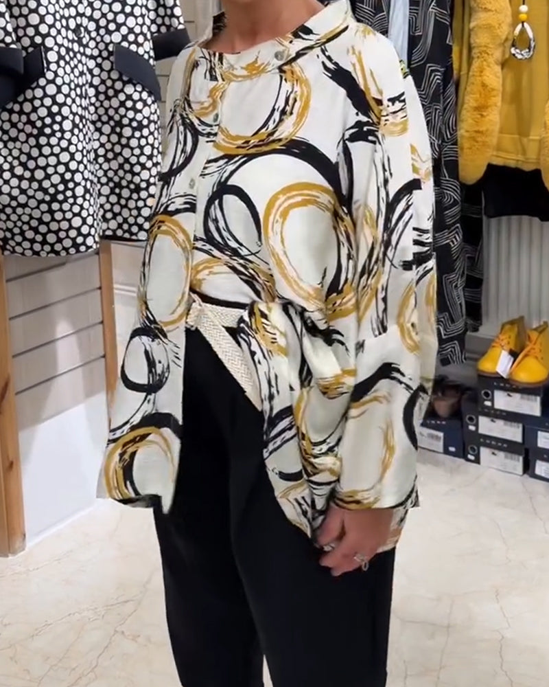 Hemd Stehkragen Knopf Neuheit Druck