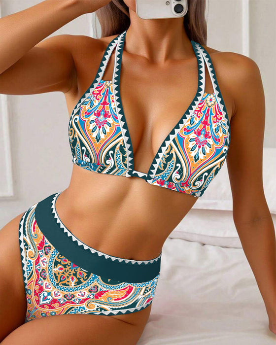 Sexy Bikini-Oberteil BH-Style Druck Dreieck