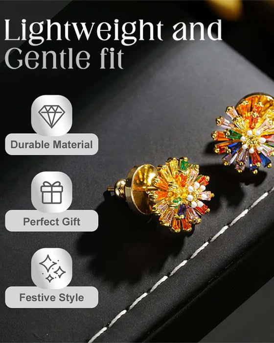 Bunte Feuerwerk Ohrstecker 💎 Zirkonia Design & Minimalistisch Elegant