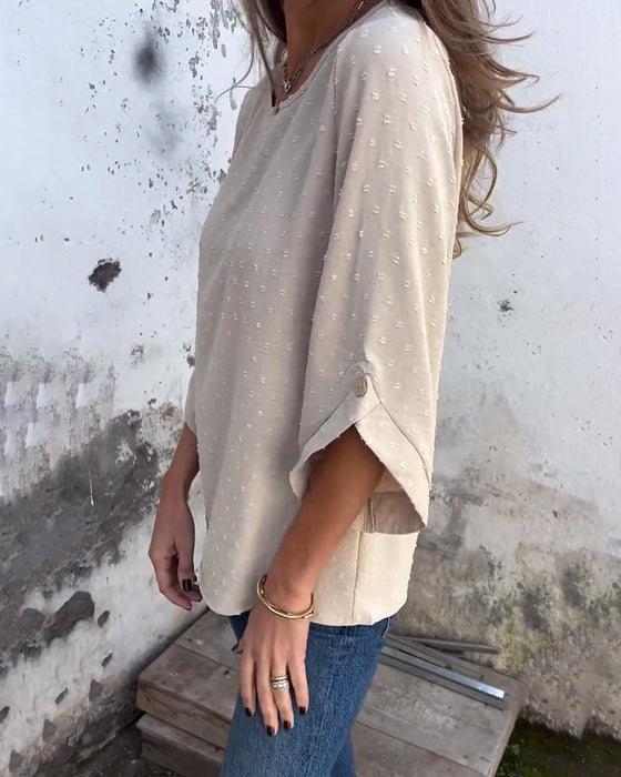 Bluse Langarm Rundhals Einfarbig