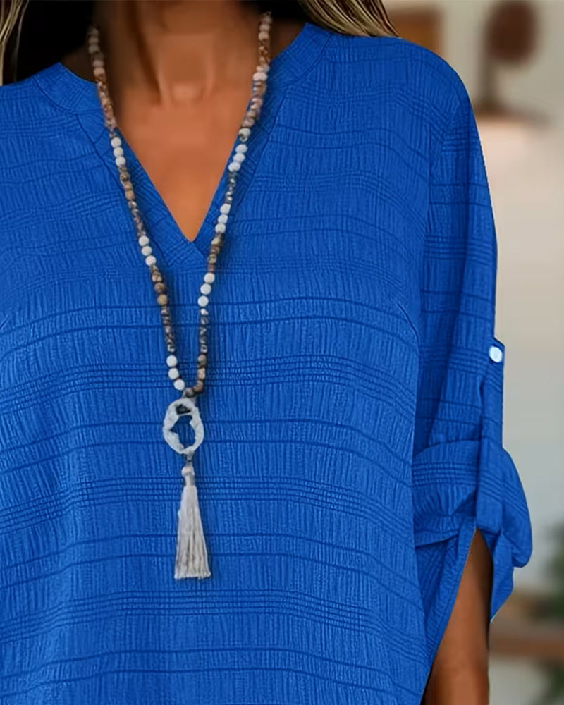 Top Unifarben Casual V-Ausschnitt