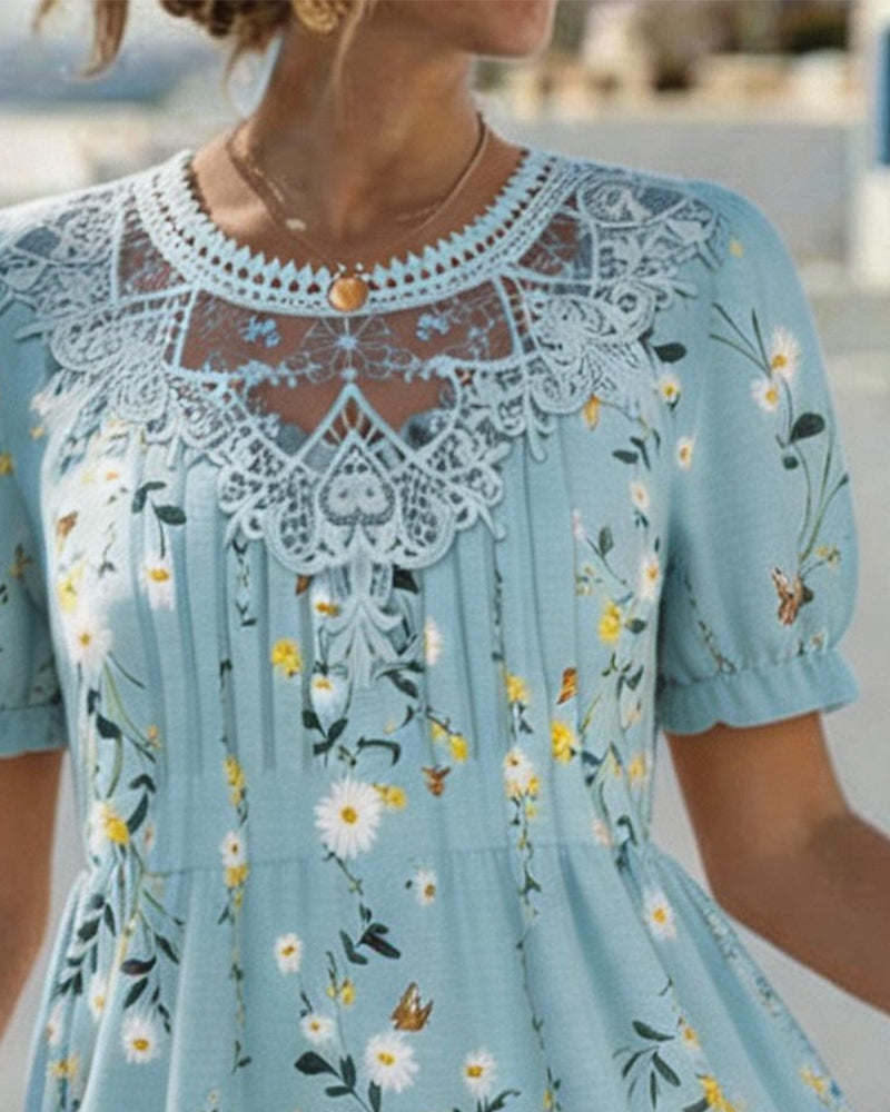 Kleid Daisy Spitze Kurzer Ärmel Urlaub