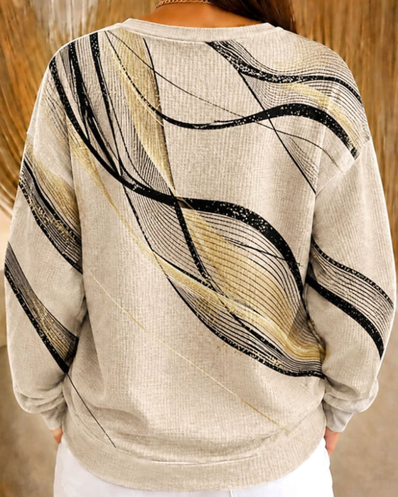 Sweatshirt Wellen Linie Druck