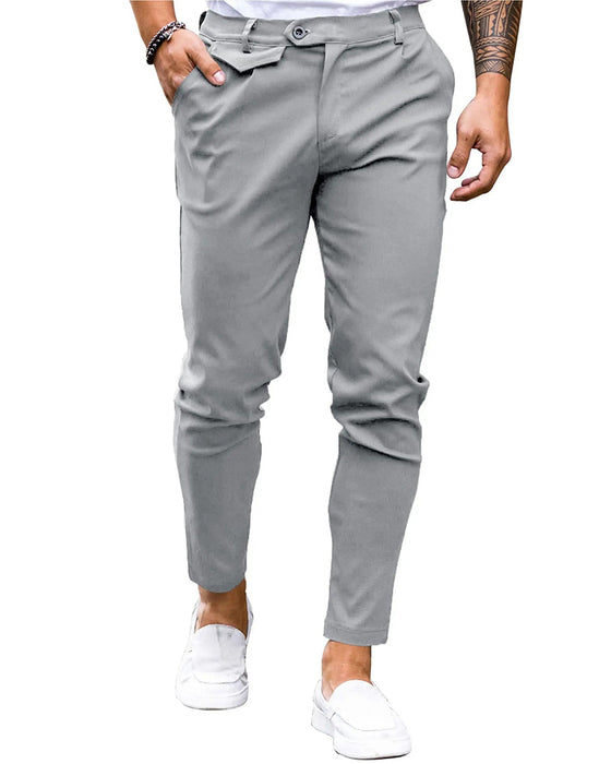 Hose Uni Farbe Knopf Vorne Slim Fit Lässig