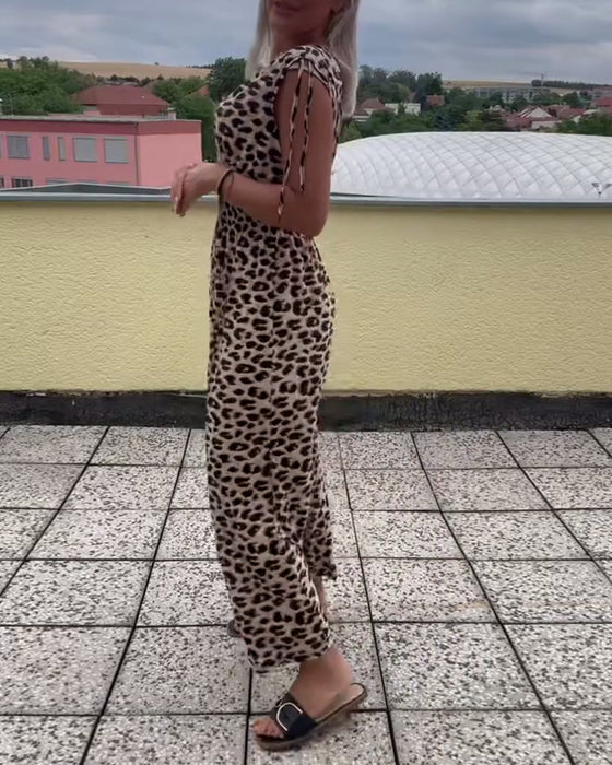 Ärmelloses Leopardenmuster-Kleid