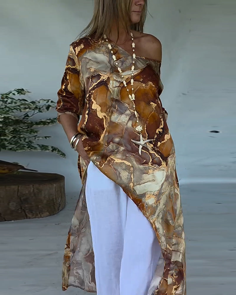 Bluse modisch Schlitz bedruckt