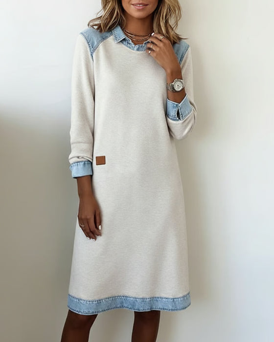 Kleid Revers Colorblock Patchwork