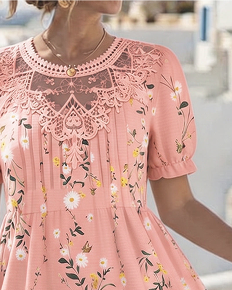 Kleid Daisy Spitze Kurzer Ärmel Urlaub