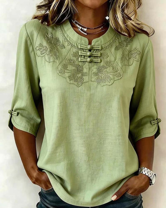 Bluse Frog Knopf Mandarin Kragen Chinesischer Stil
