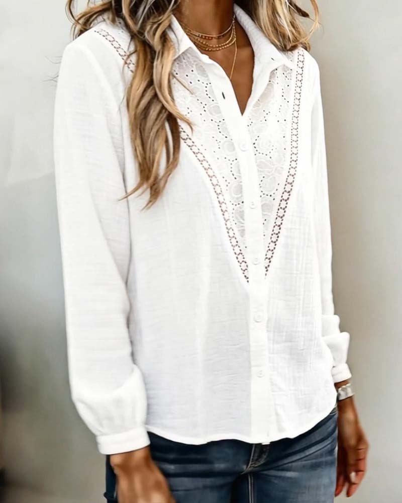 Hemd mit durchbrochenem Revers und Patchwork