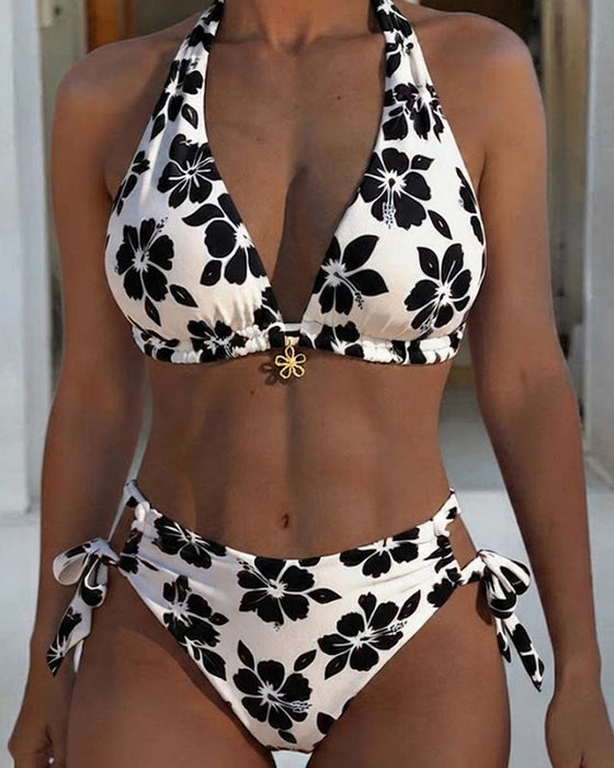 Bikini Hibiskus Druck Halter