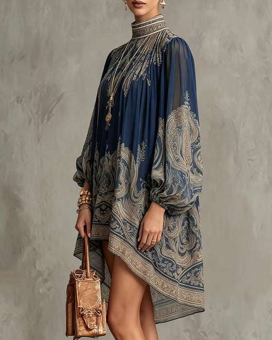 Kleid Rollkragen Unregelmäßig Lässig