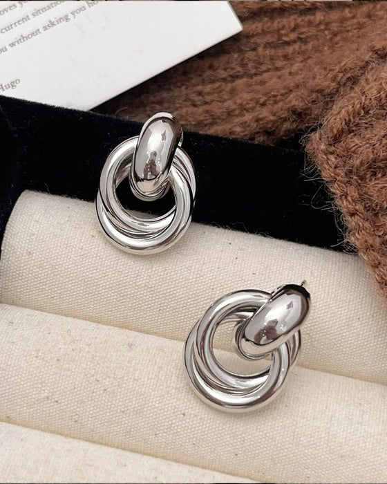 Ohrringe Vintage Strukturiert Doppelte Lage Metall Wickel