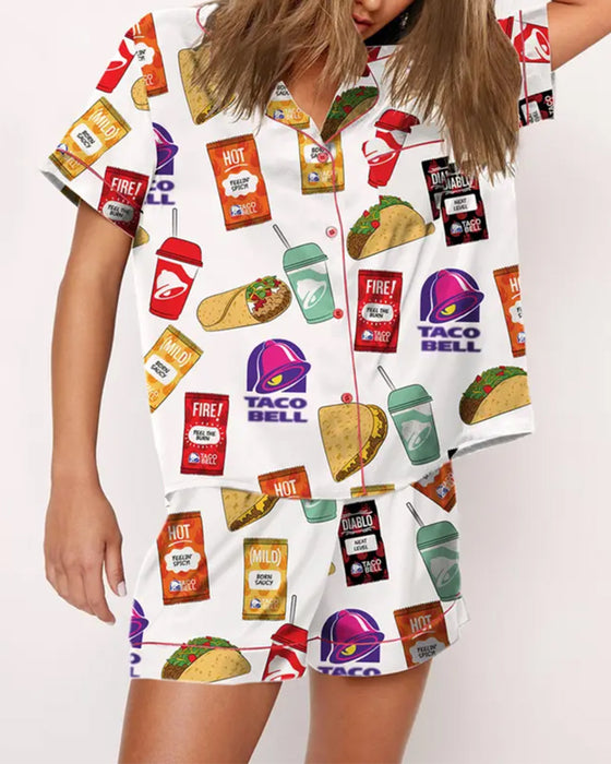 Kurzärmliges Bedrucktes Pyjama-Set