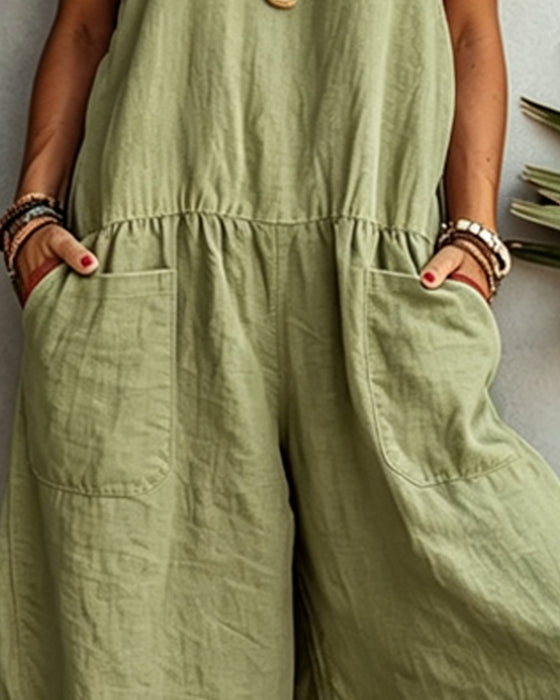 Farbblockierter Jumpsuit Mit Taschen