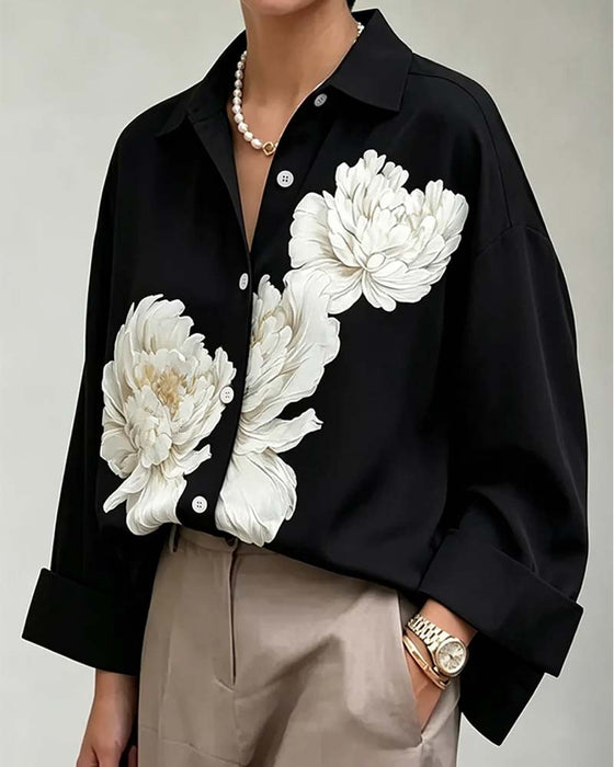 Hemd Blumen Print Revers