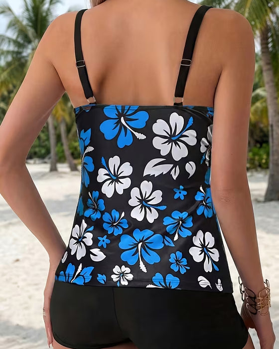 Tankini Hibiskus Druck Schwimm