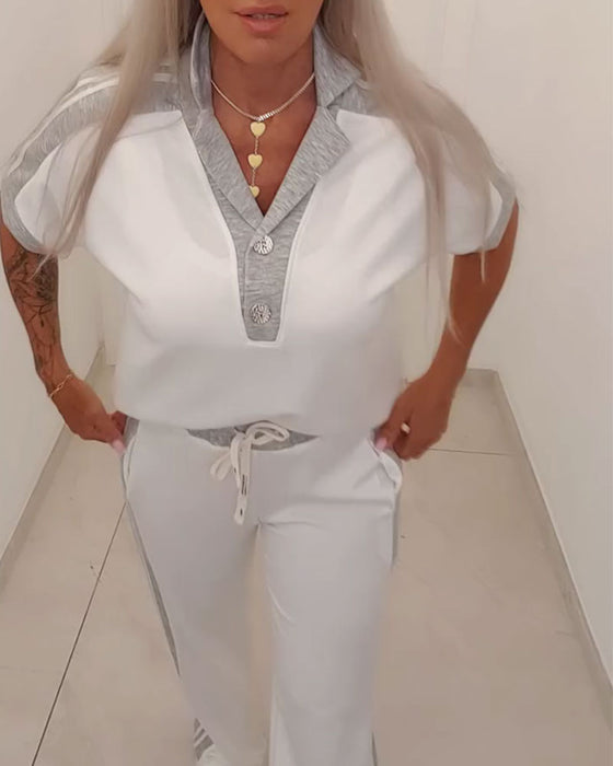 Set Farbblock Camp Kragen Lässig