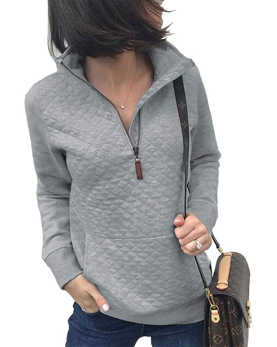 Sweatshirt Lässig Reißverschluss Langarm